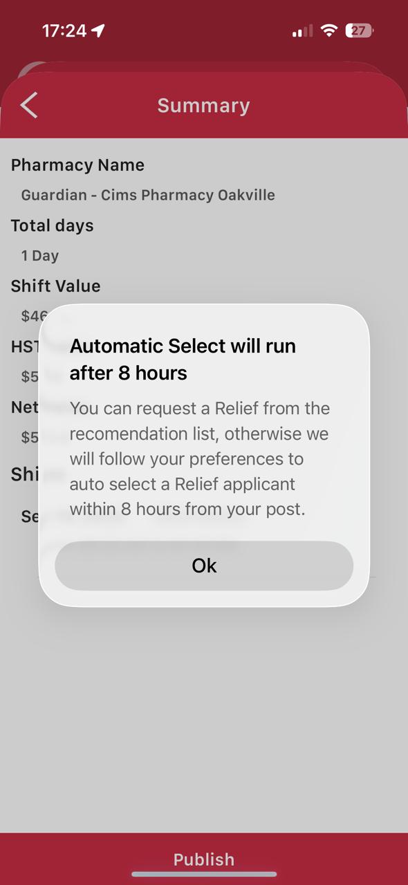 Auto Select activated in the ReliefClix manager app
