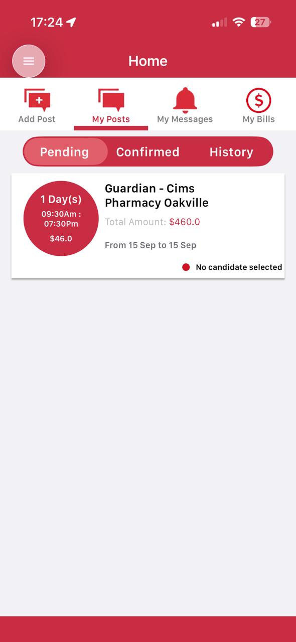 Track pending and confirmed shift applications